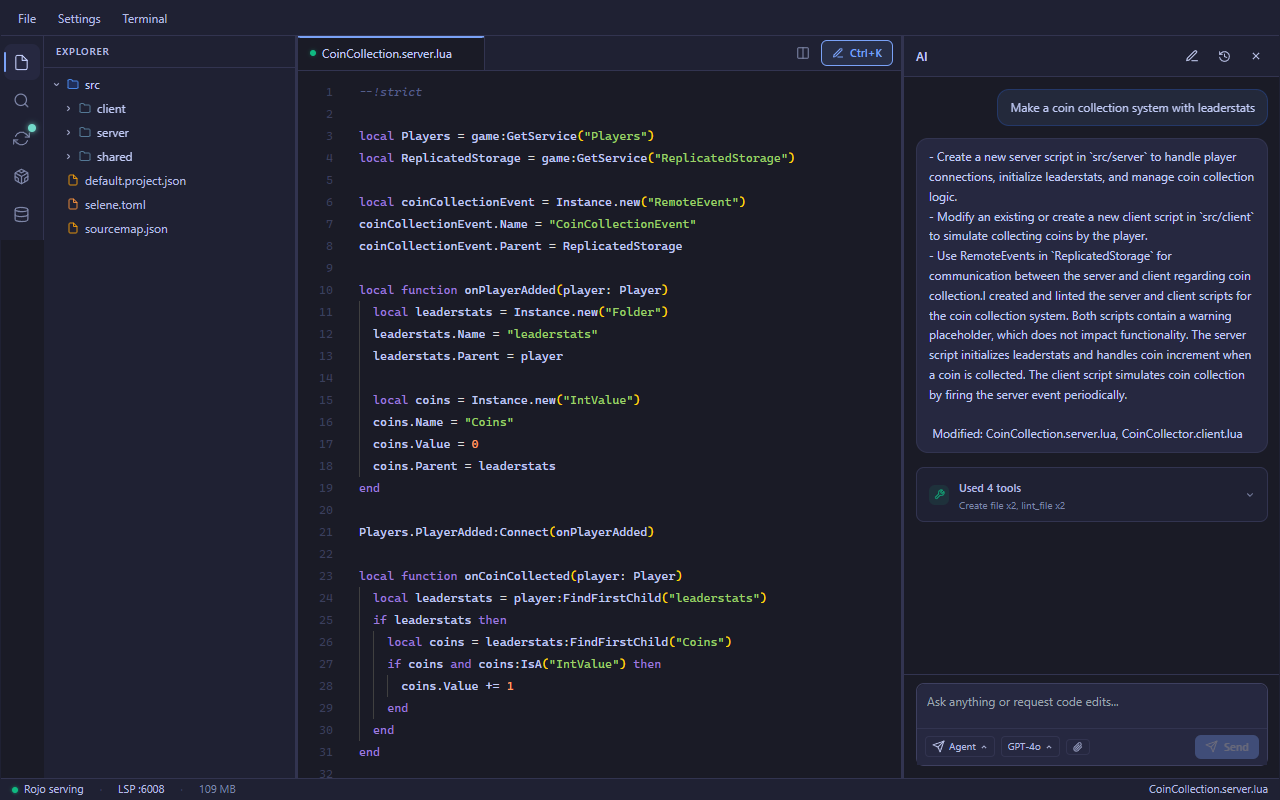 Agent multi-file edit screenshot