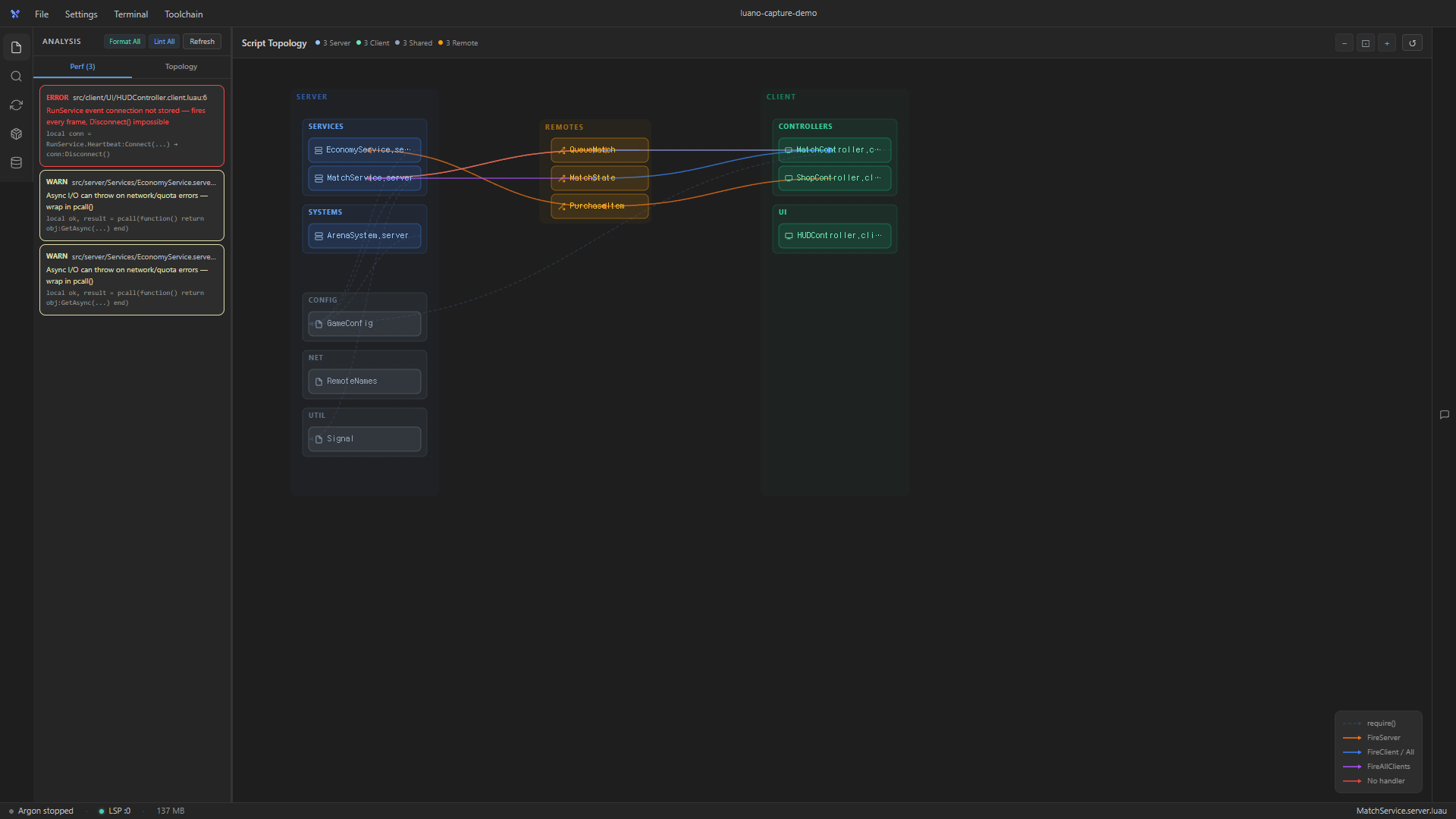 Luano v0.9.3 topology view mapping server, client, shared modules, and remotes